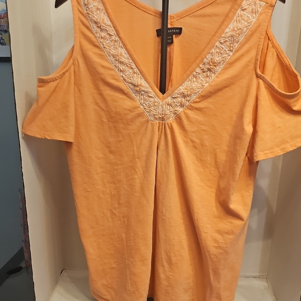 Lane Bryant Women's Orange Cold Shoulder Blouse